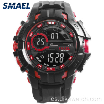 smael hombres LED reloj digital relojes de pulsera dorado electrónico